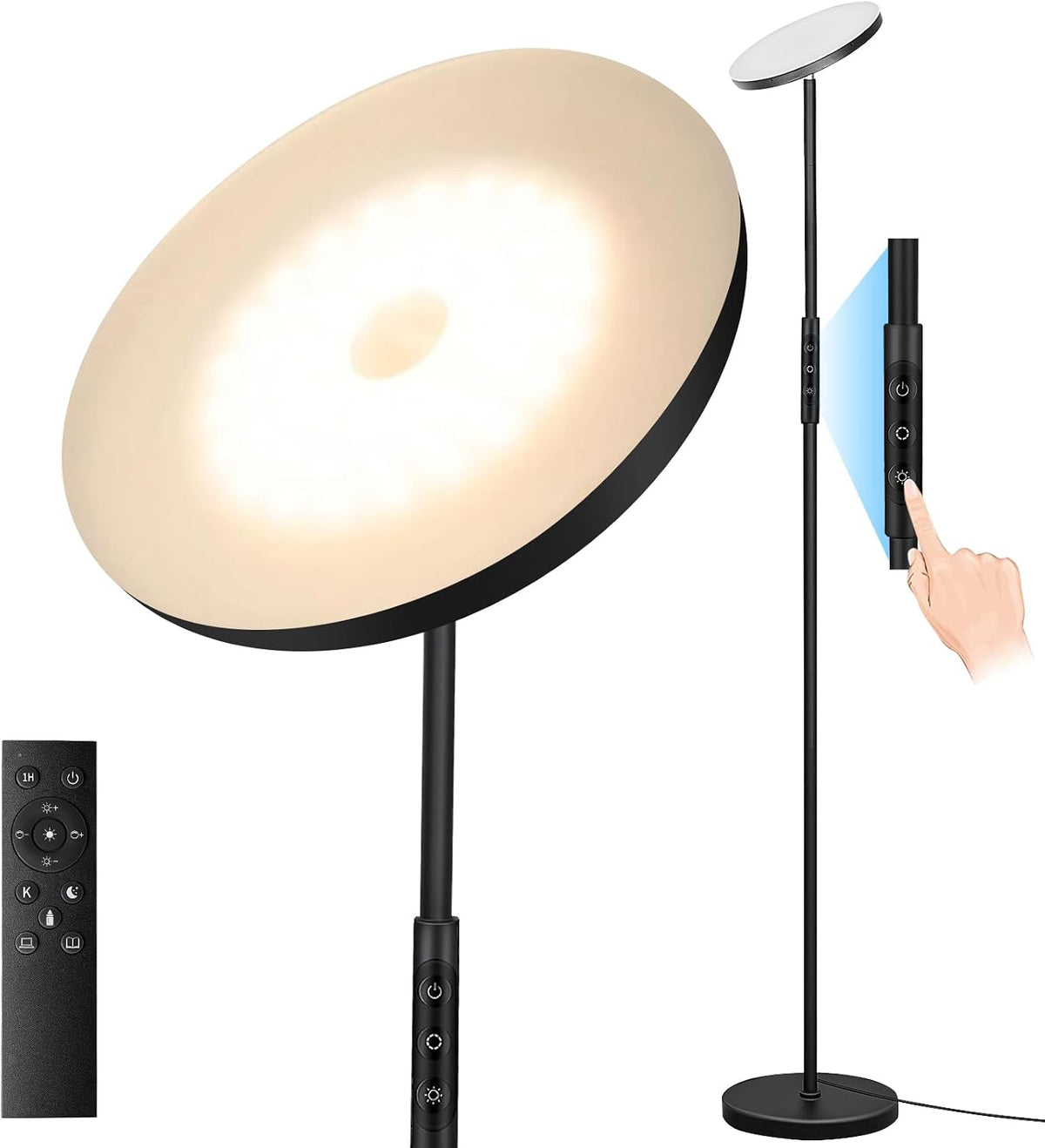 40W 4000LM Stepless Dimmable Torchiere LED Floor Lamp