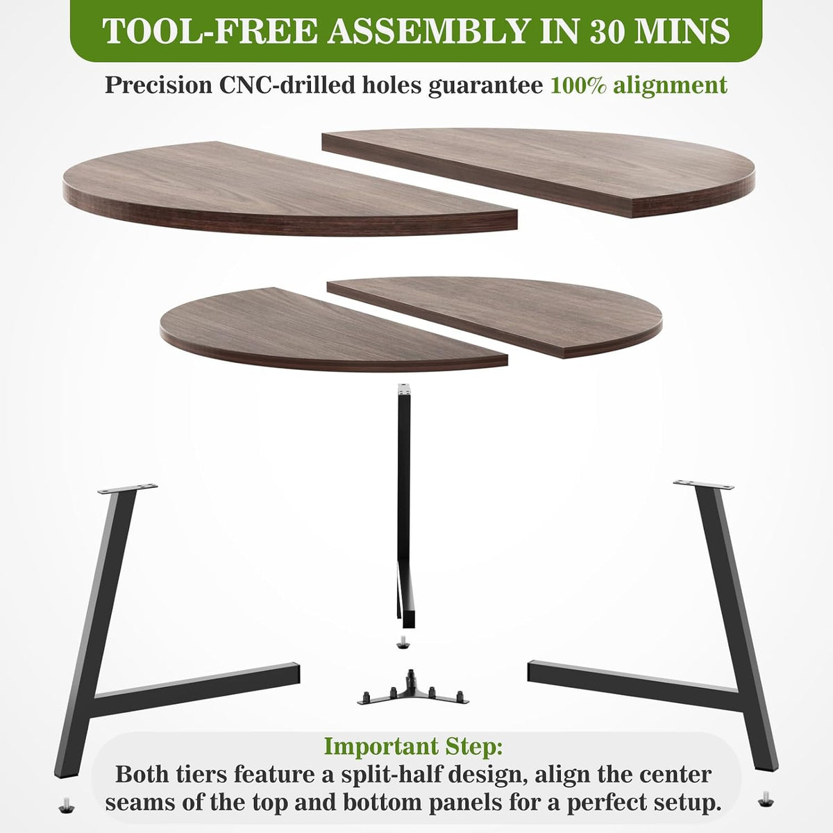 29.5" 2‑Tier Round Wood Coffee Table
