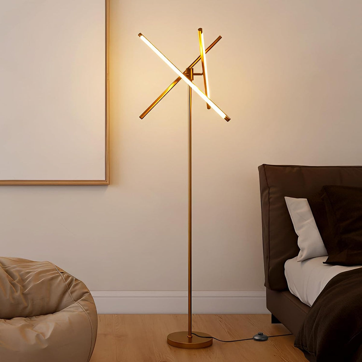 Modern Gold Dimmable Remote LED Floor Lamp