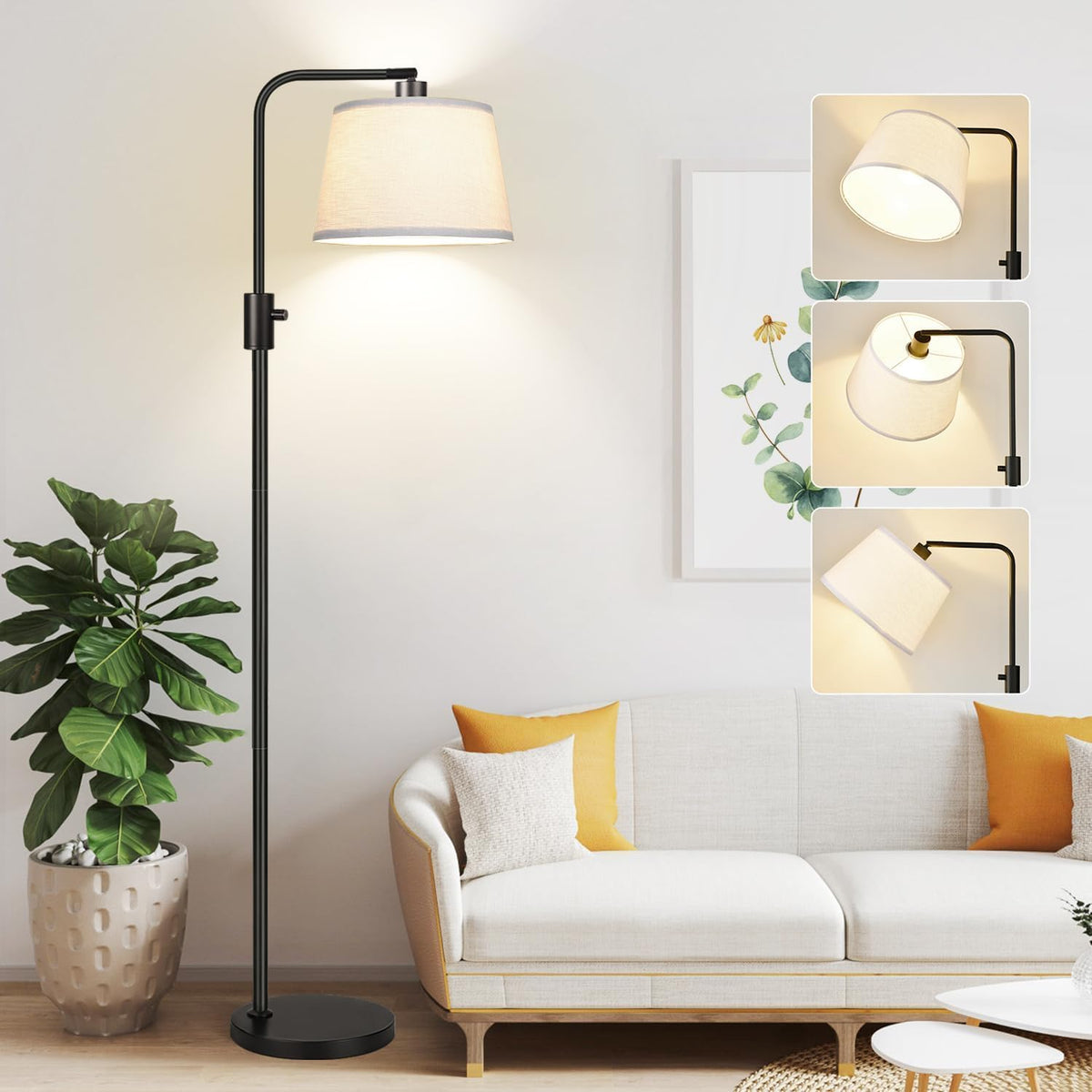 Black Dimmable Arc LED Floor Lamp