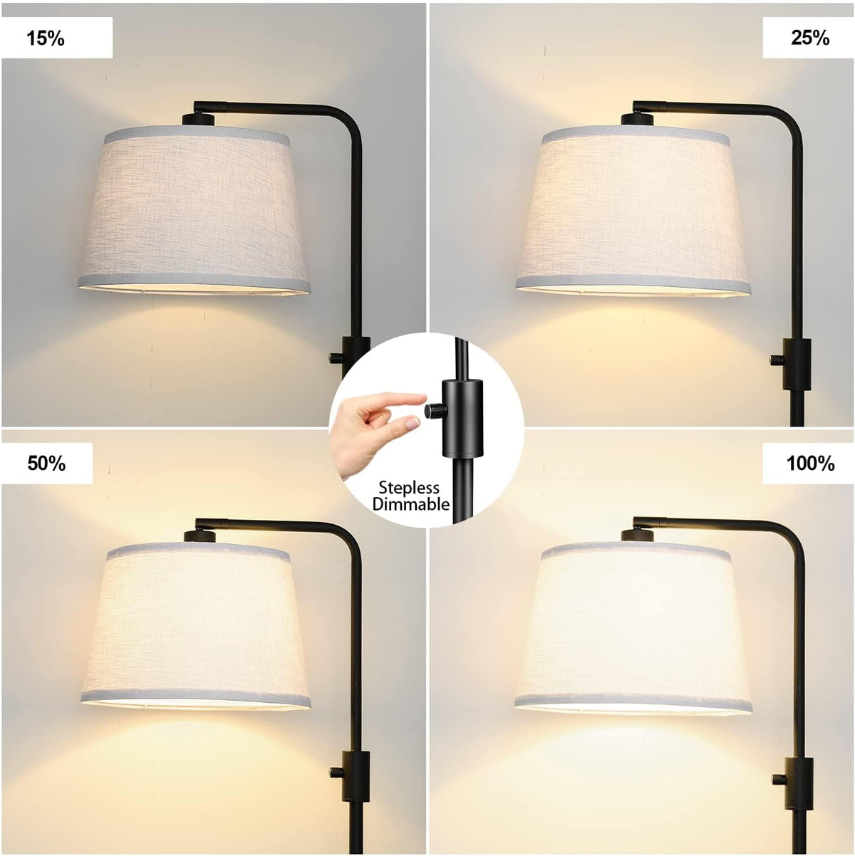 Black Dimmable Arc LED Floor Lamp
