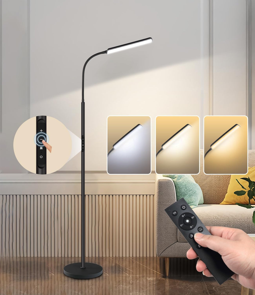 Black Stepless Adjustable LED Floor Lamp