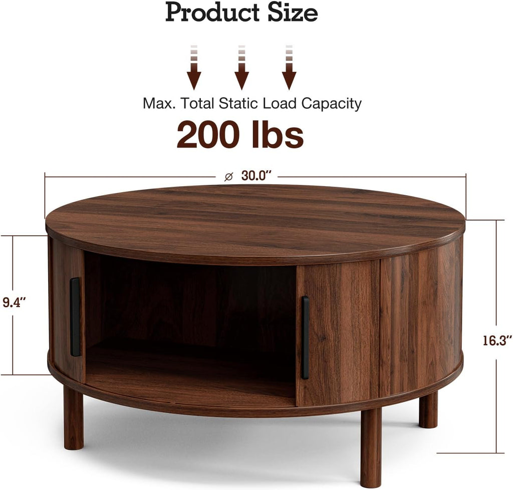 Mid‑Century Walnut Round Coffee Table