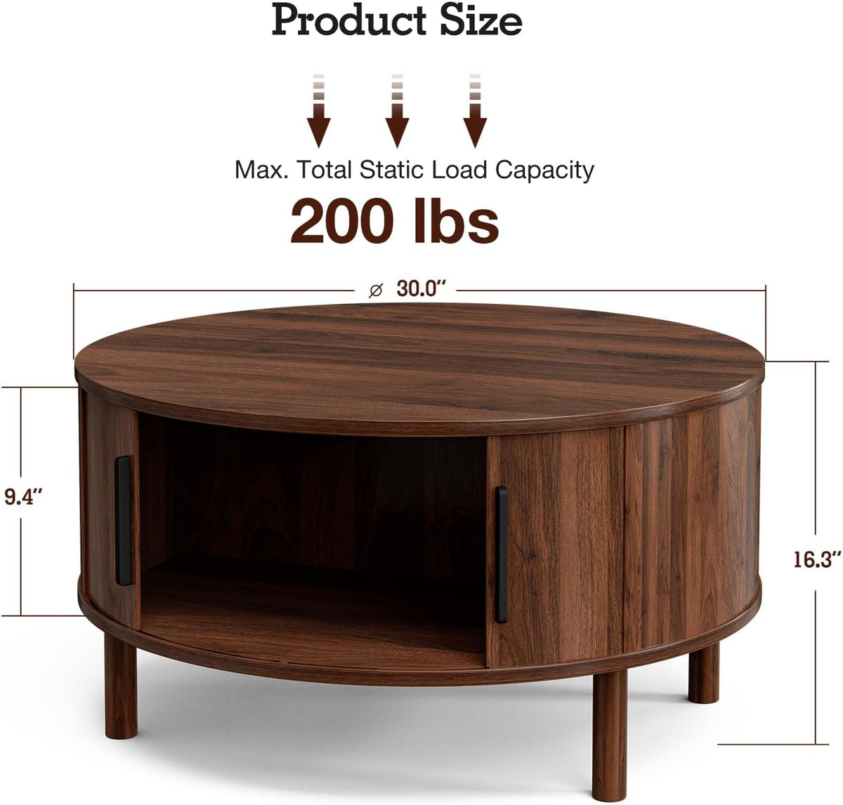 Mid‑Century Walnut Round Coffee Table