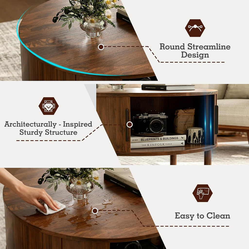 Mid‑Century Walnut Round Coffee Table