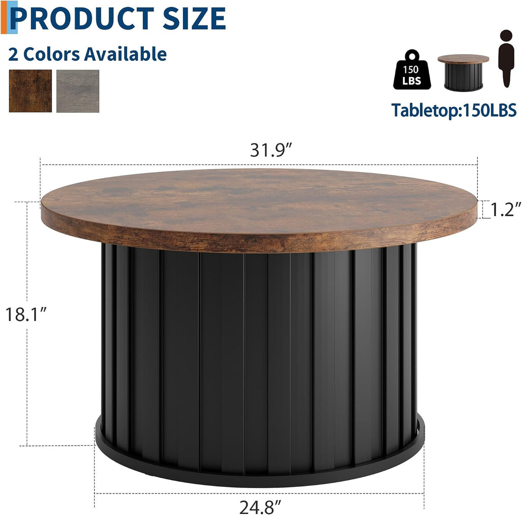 31.9" Fluted Round Coffee Table