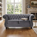 67.6" Gray Chesterfield Velvet Loveseat