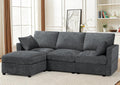 84” Chenille 3-Seats Sofa W/Movable Ottoman, Grey