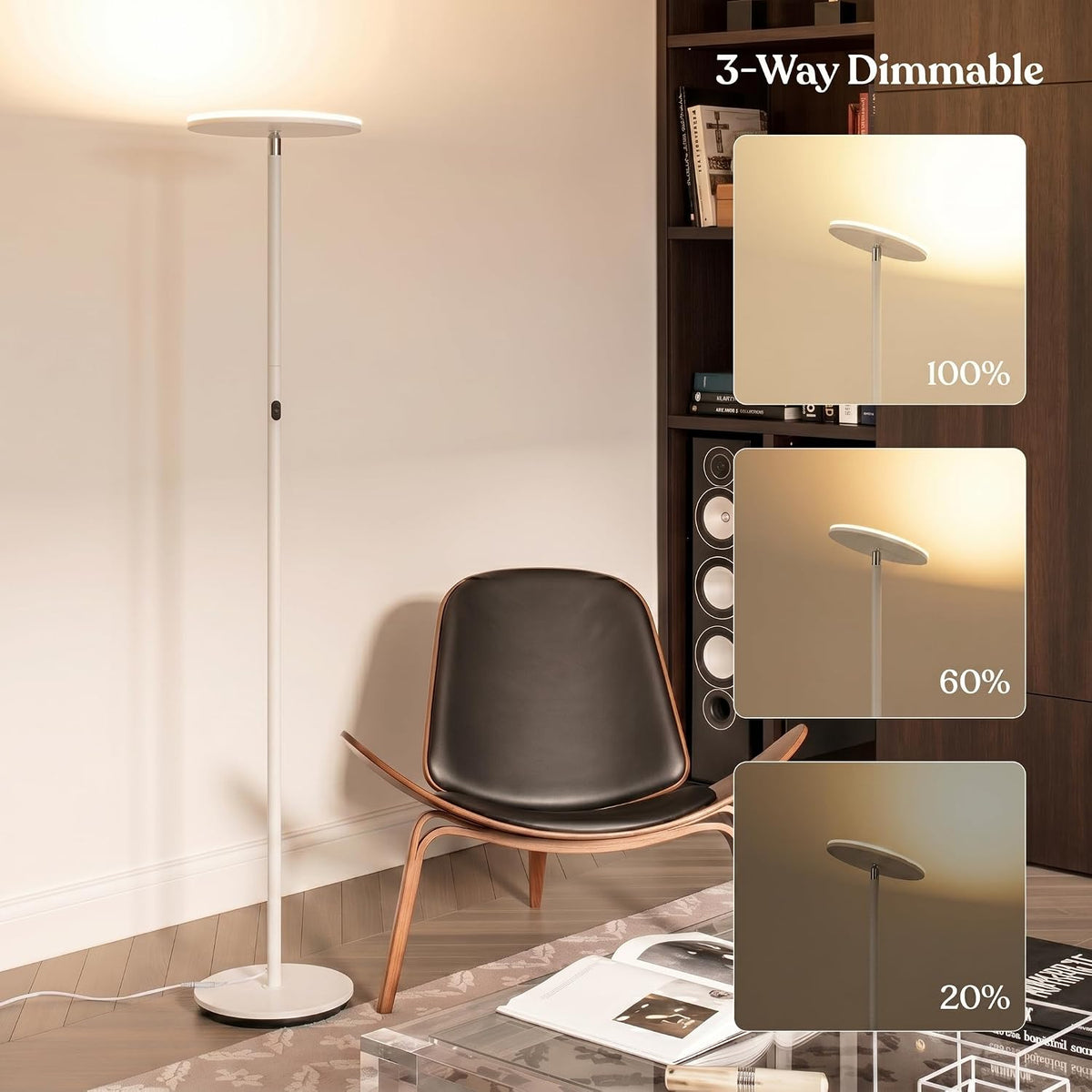 Dimmable Super Bright LED Floor Lamp White