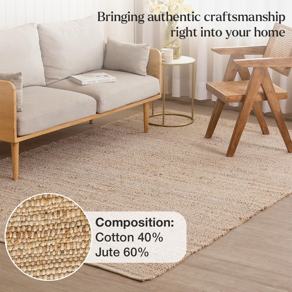 8'x10' Handwoven Jute Cotton Area Rug