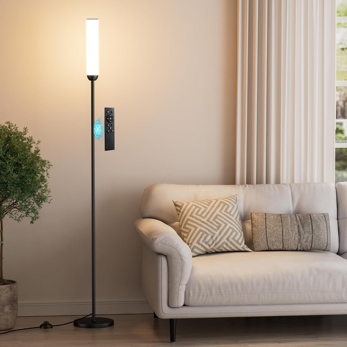 Black Remote & Foot‑Switch LED Floor Lamp