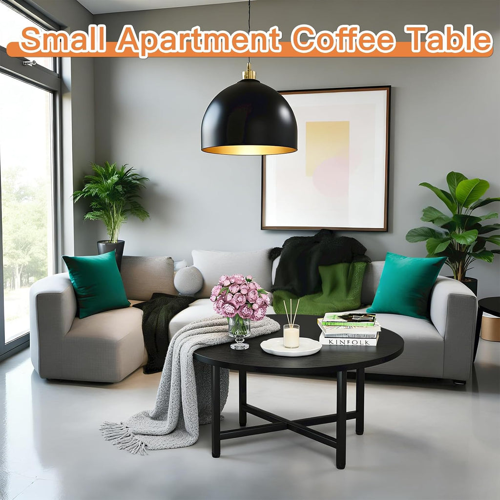 23.6" Black Round Coffee Table