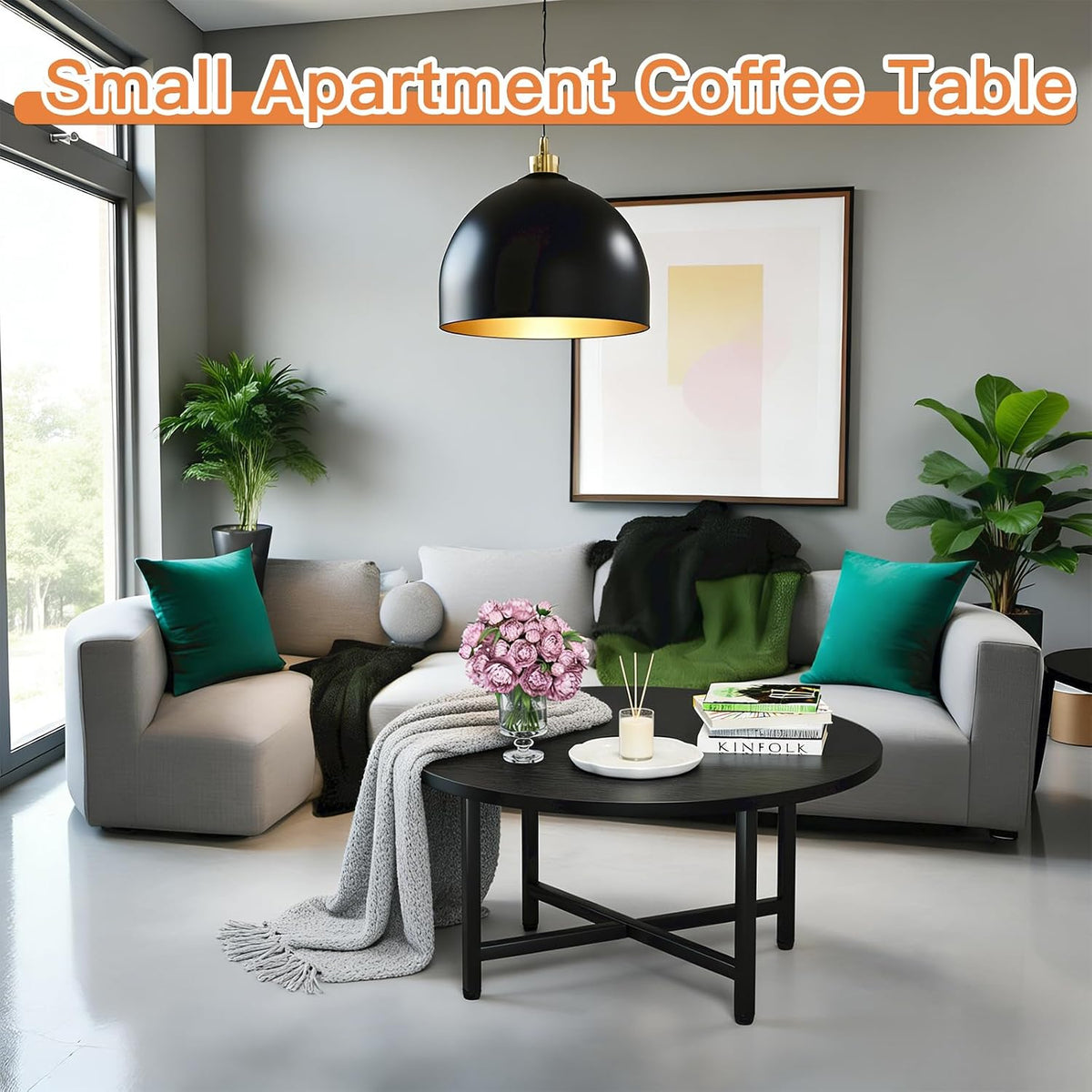 23.6" Black Round Coffee Table