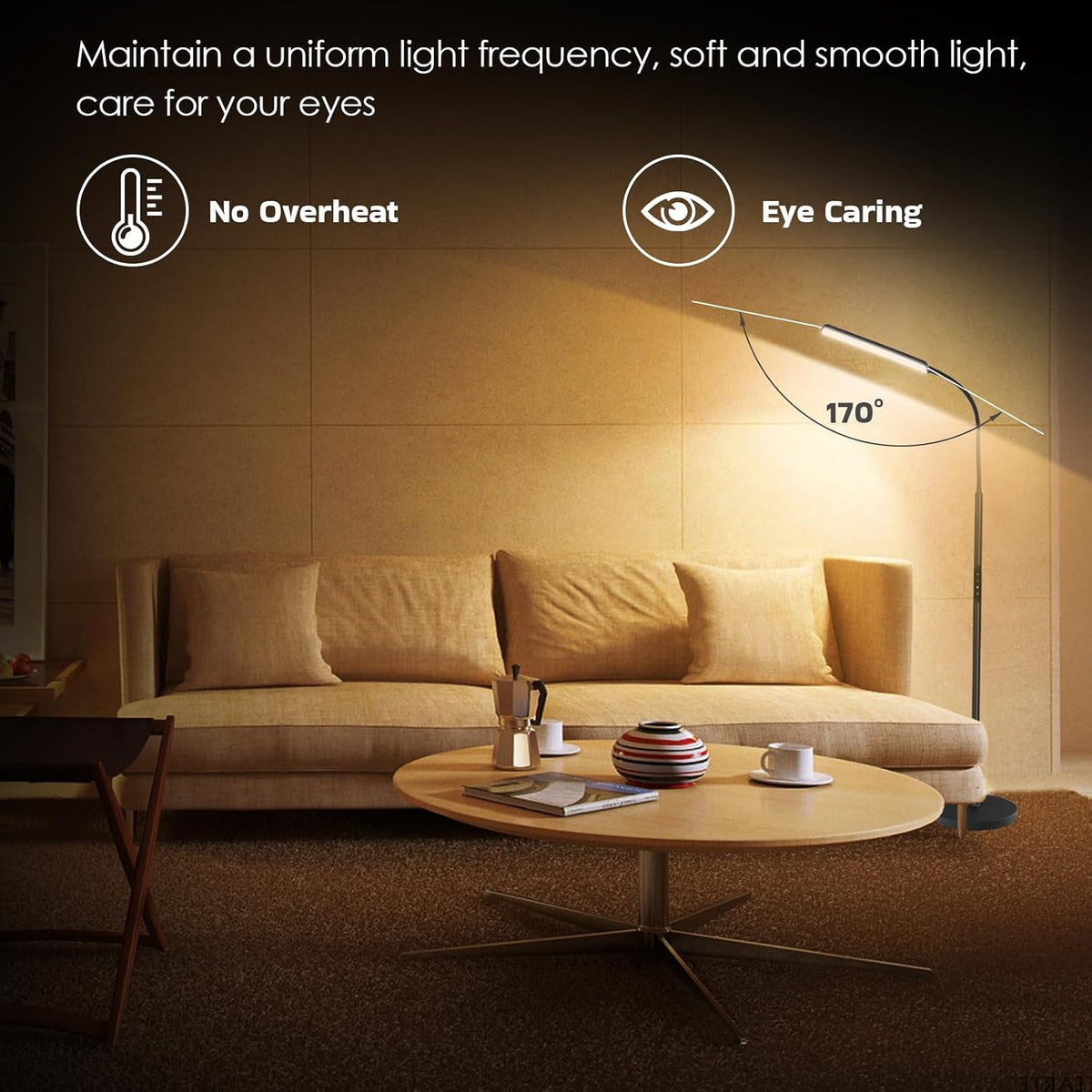 Black Stepless Adjustable LED Floor Lamp