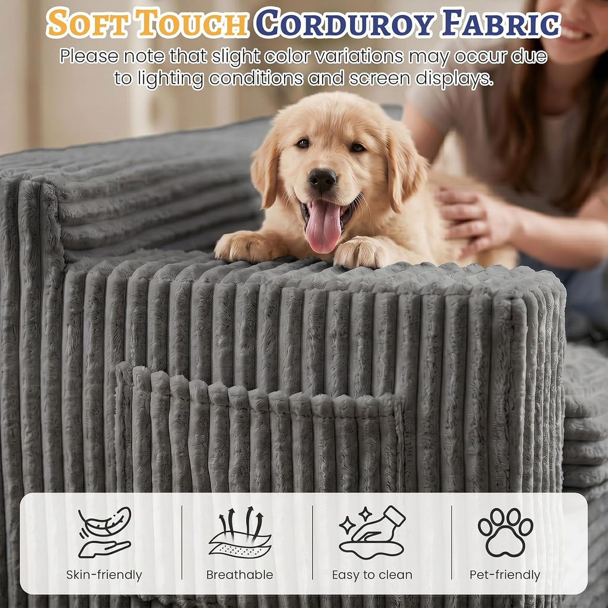 Cloud Corduroy Boneless 3‑Seater Sofa