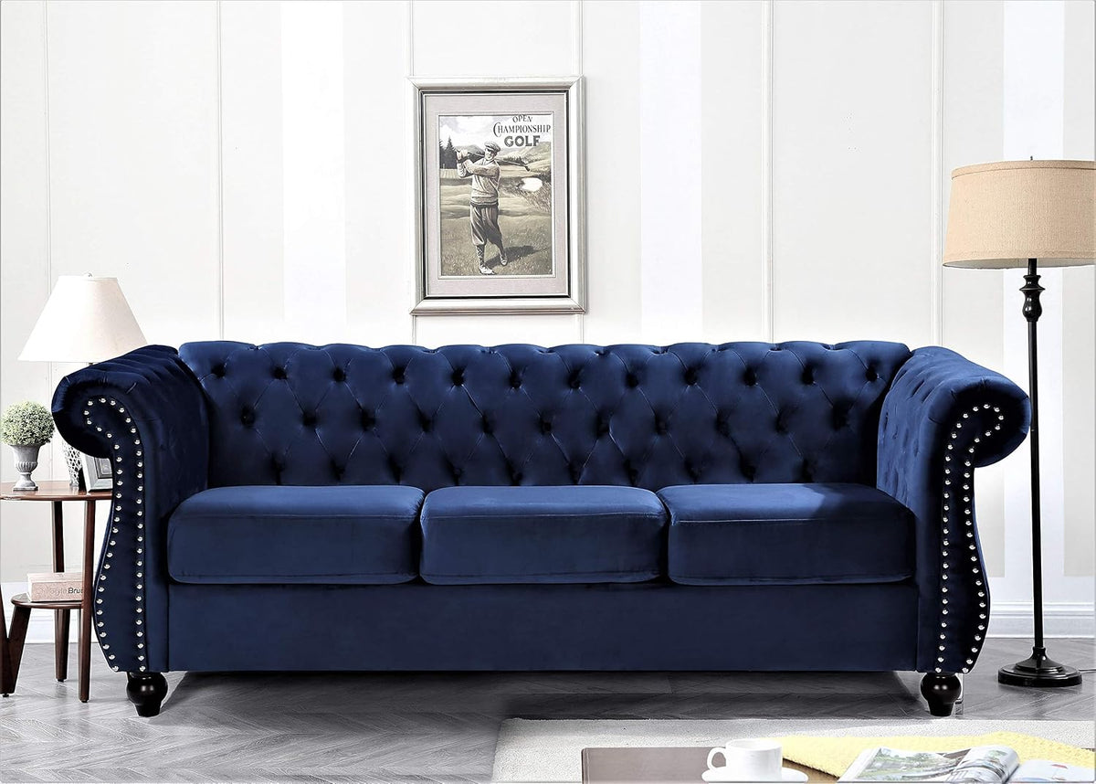 Dark Blue Chesterfield 3‑Seater Sofa