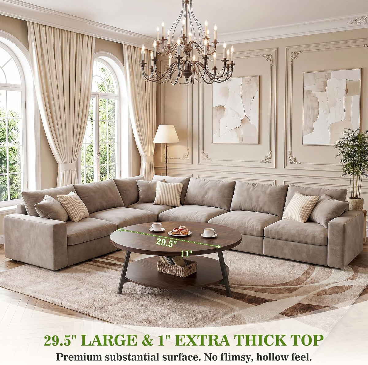 29.5" 2‑Tier Round Wood Coffee Table