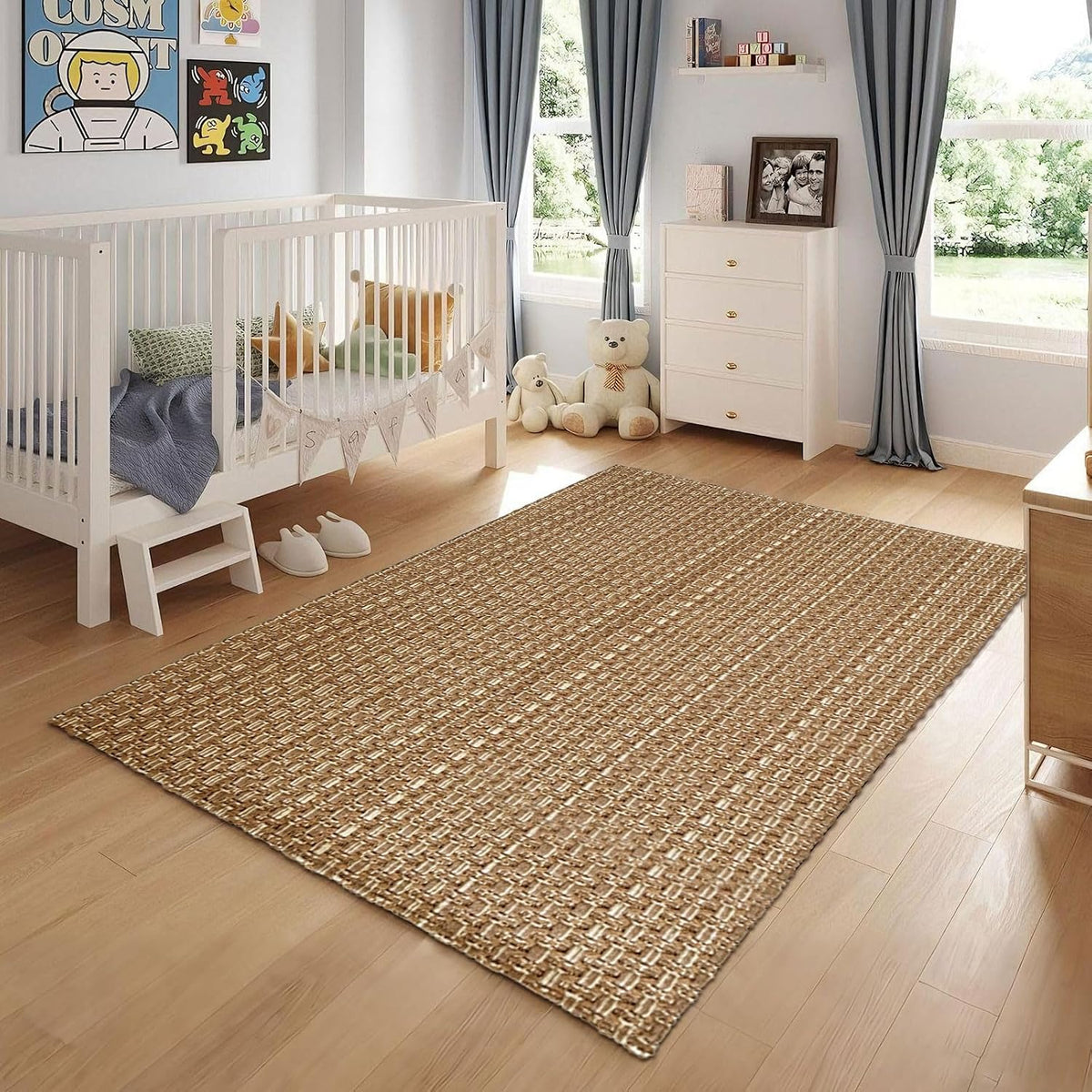 Tan Brown 3x5 ft Braided Faux Jute Area Rug