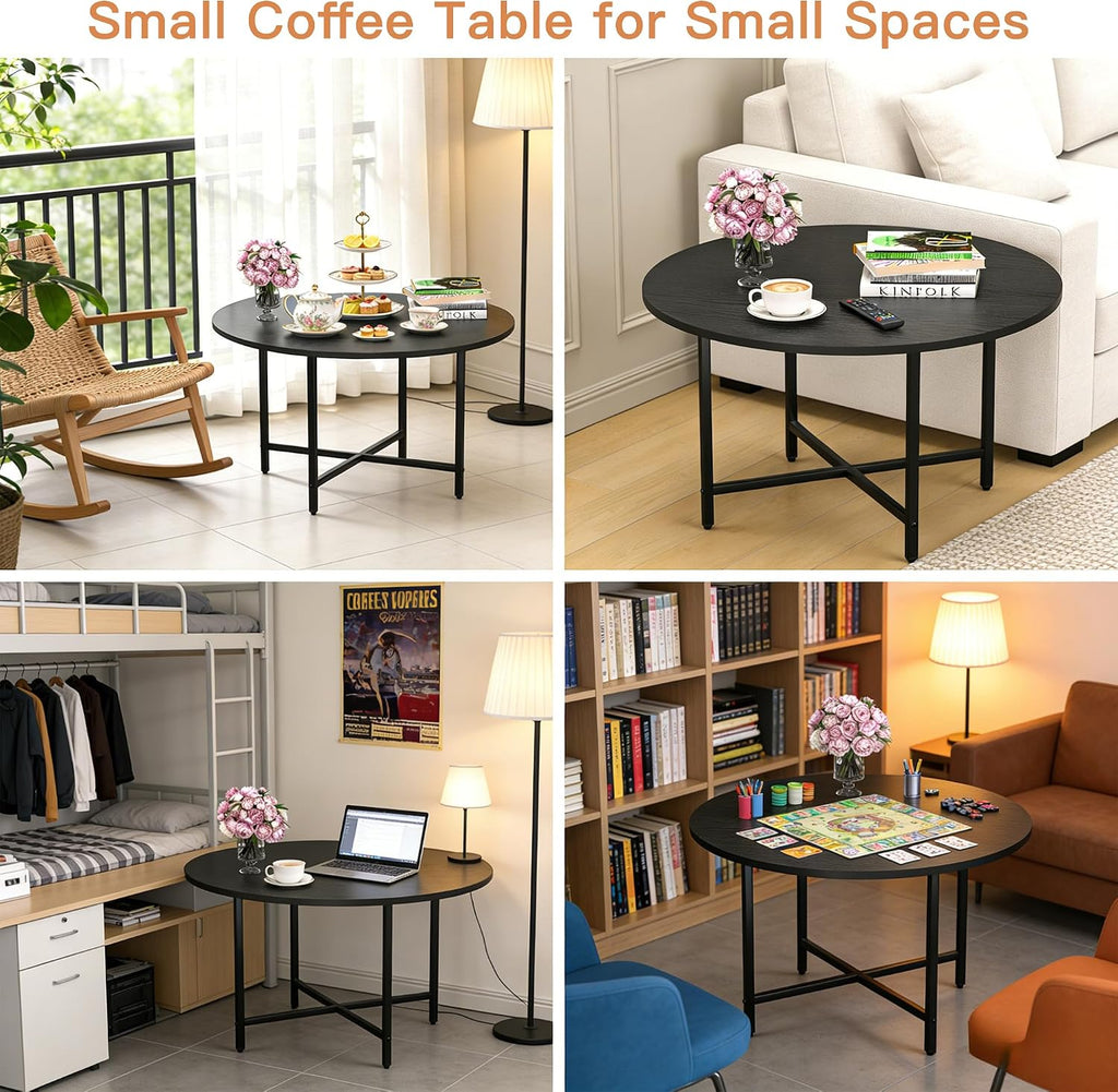 23.6" Black Round Coffee Table