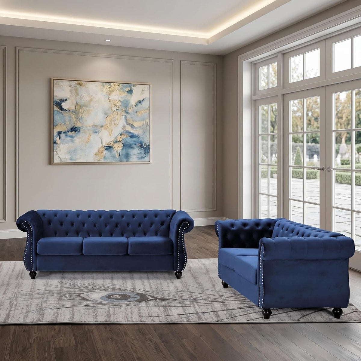 Dark Blue Chesterfield 3‑Seater Sofa