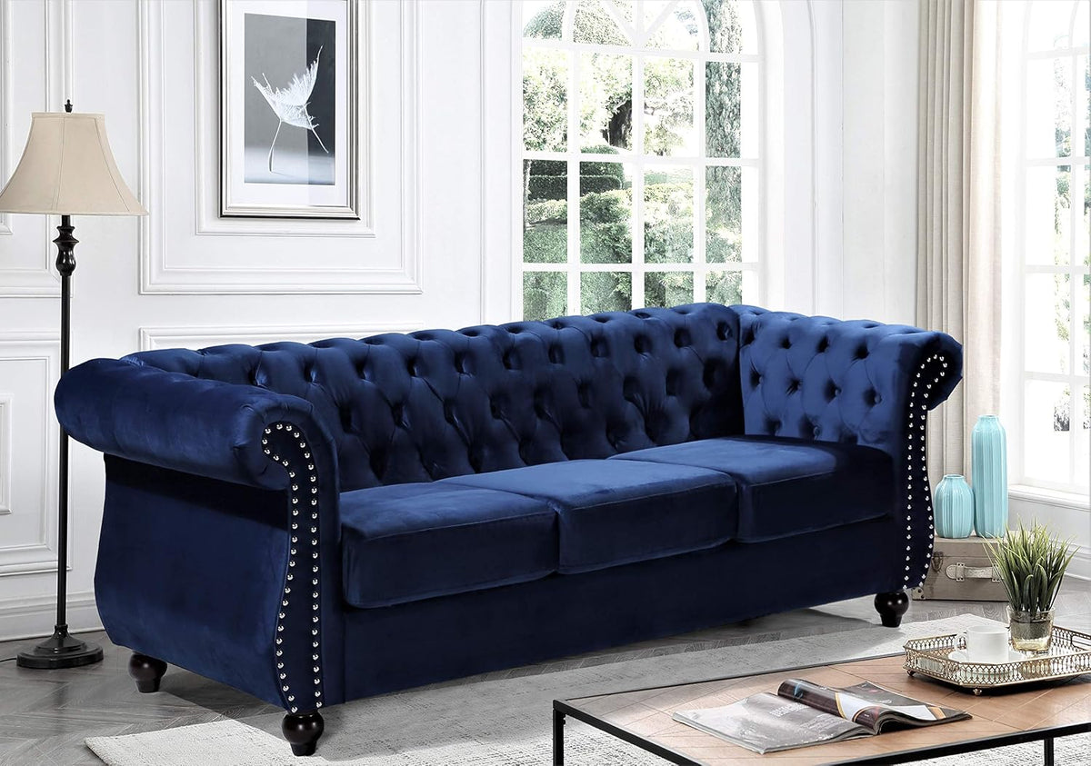 Dark Blue Chesterfield 3‑Seater Sofa