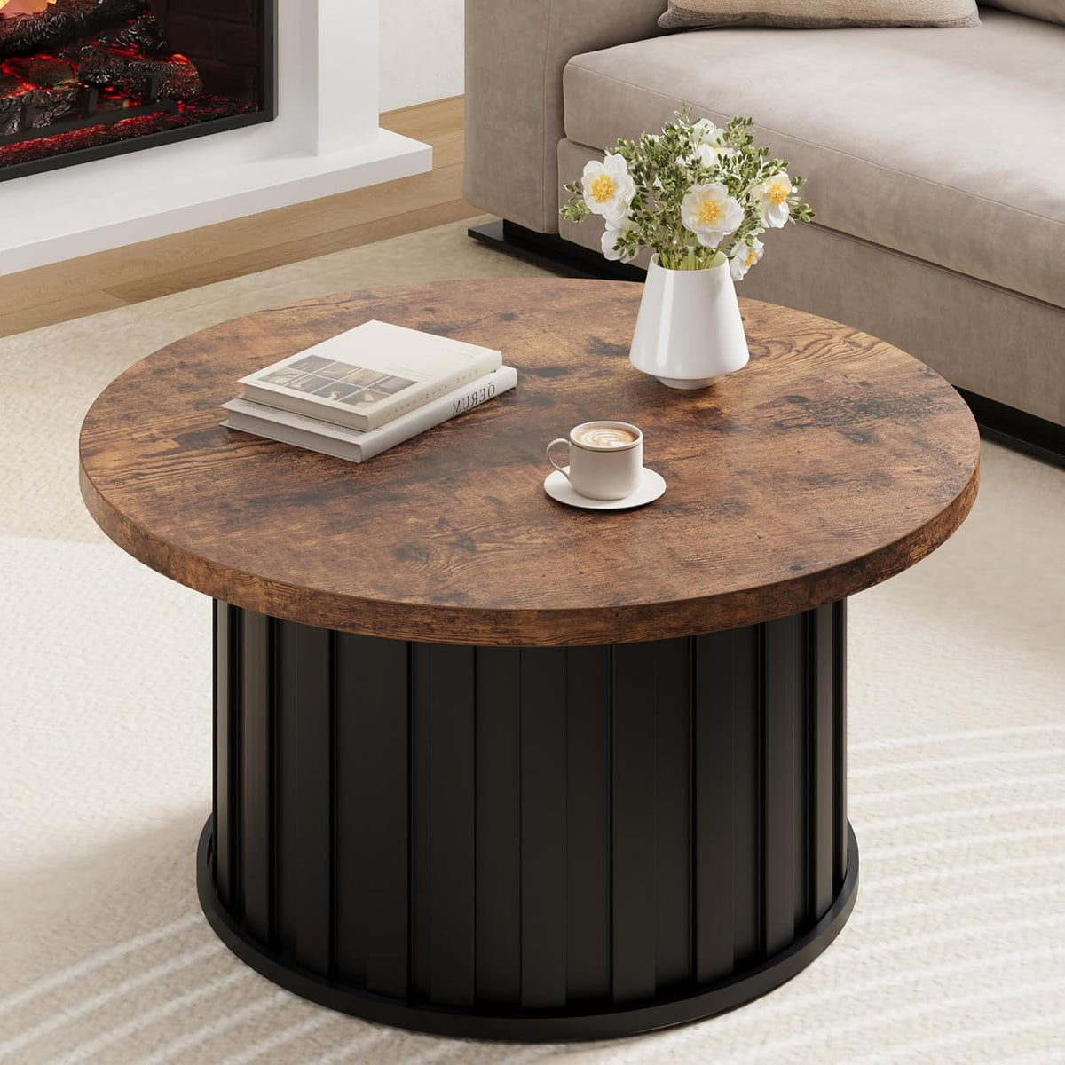 31.9" Fluted Round Coffee Table