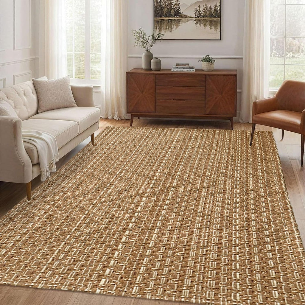 Tan Brown Faux Jute 5x7 ft Braided Area Rug