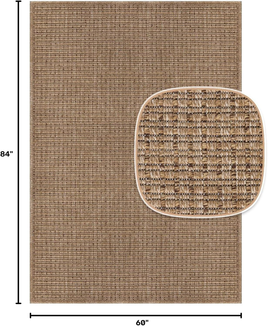 Rug 5x7 Washable Jute Area Rug