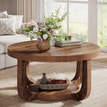 Dark Brown 2‑Tier Round Coffee Table