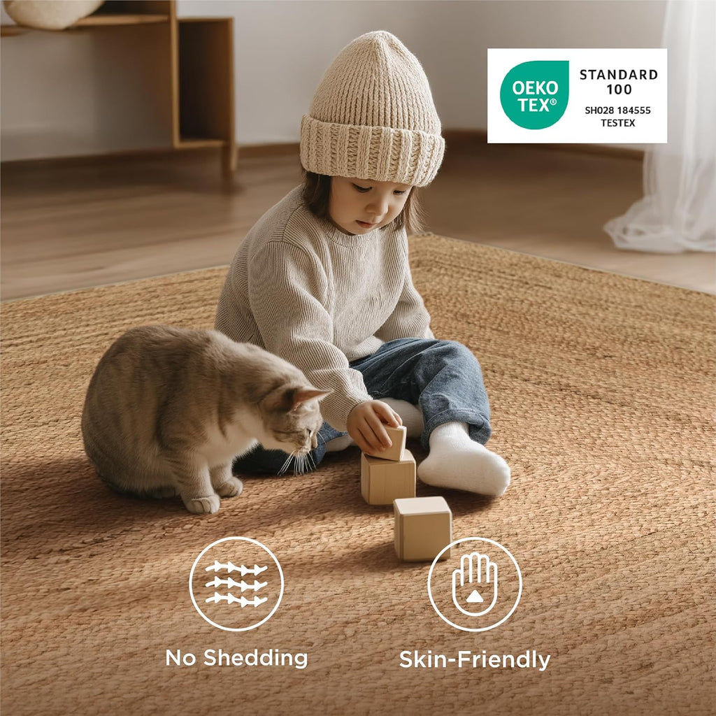 6x9 Machine Washable Faux Jute‑Look Rug