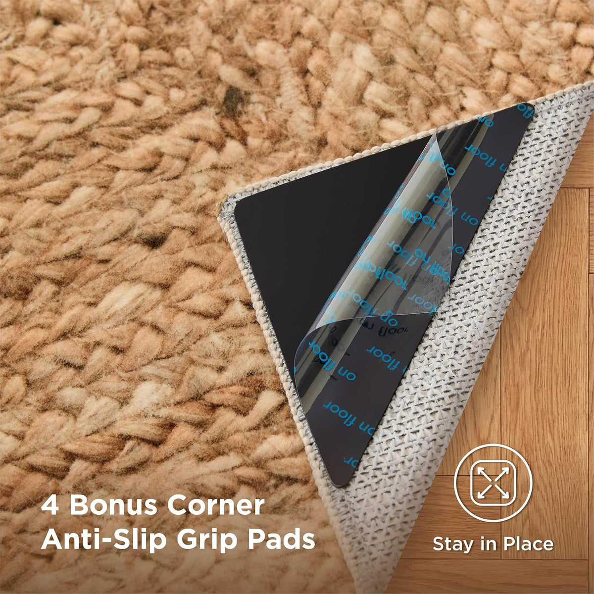 6x9 Machine Washable Faux Jute‑Look Rug