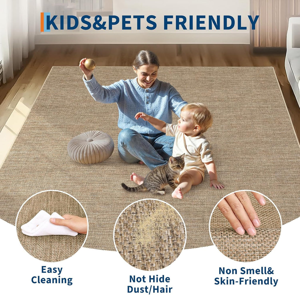 8x10 Washable Non‑Slip Jute Area Rug