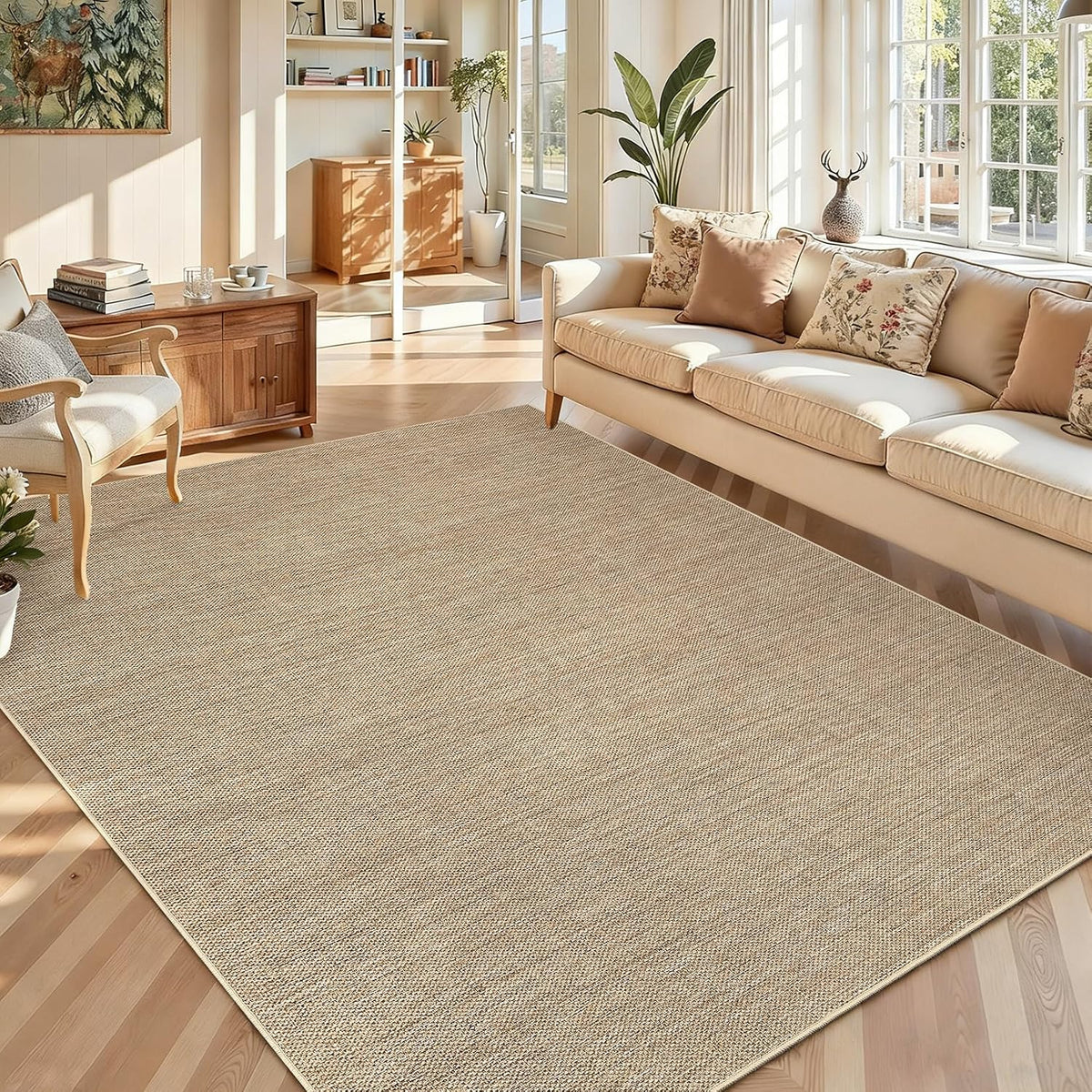 8x10 Washable Non‑Slip Jute Area Rug