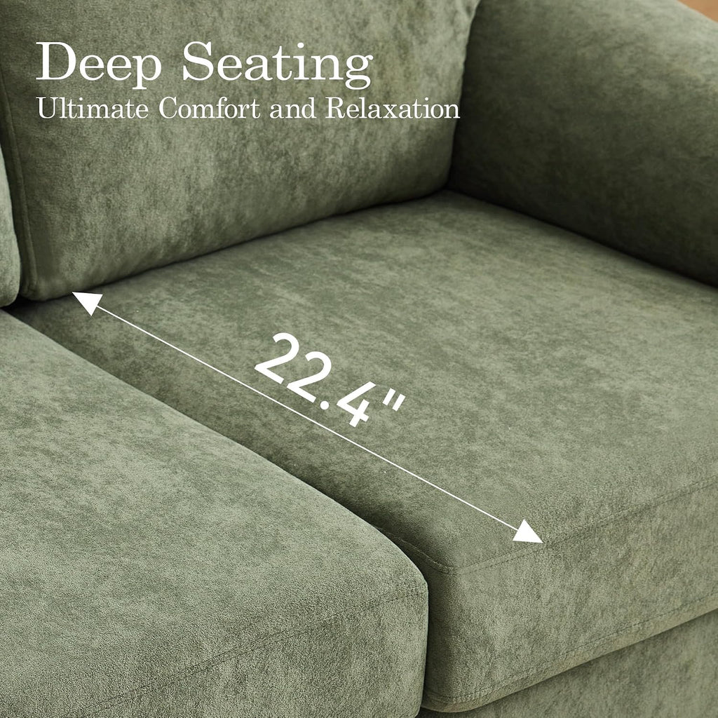 89" Green Boneless Cloud 3‑Seater Sofa