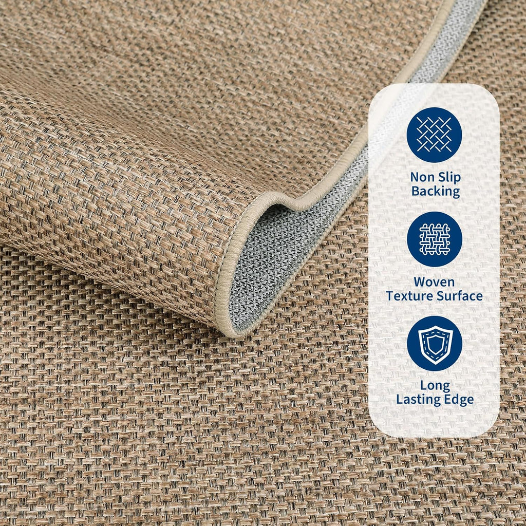 8x10 Washable Non‑Slip Jute Area Rug