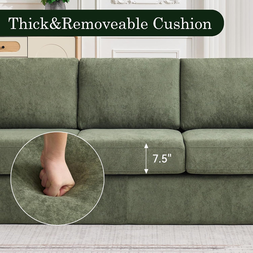 89" Green Boneless Cloud 3‑Seater Sofa