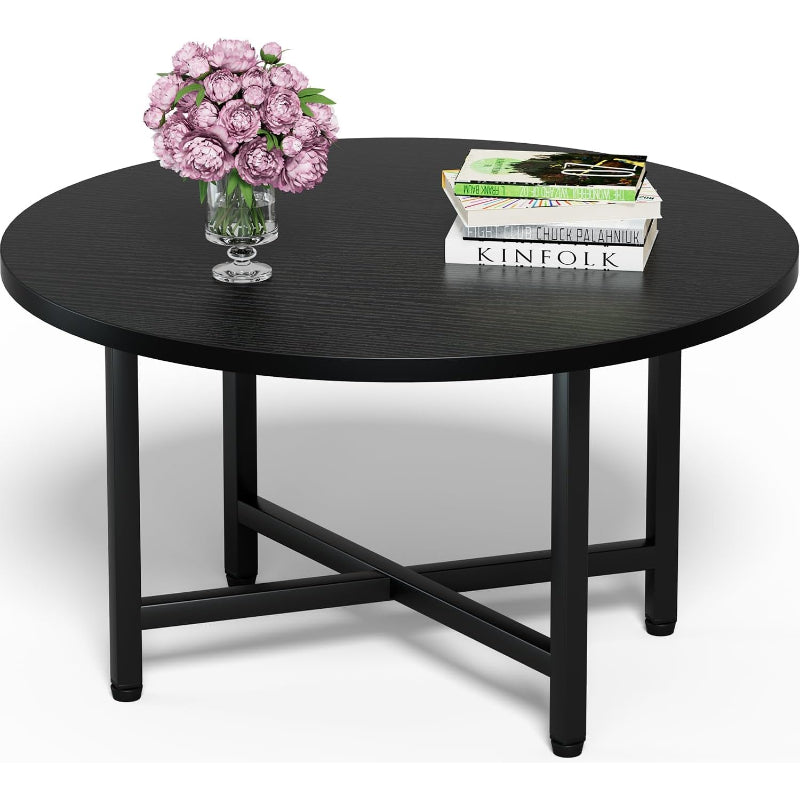 23.6" Black Round Coffee Table